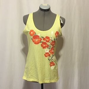 NWT Old Navy Yellow Tank Top with Fliral Pattern